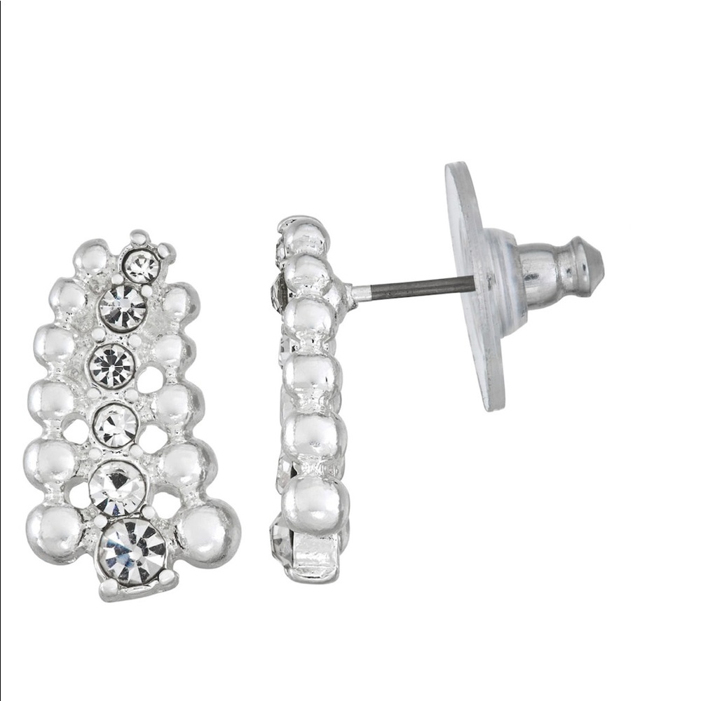 Napier Simulated Crystal Layered Button Earrings
